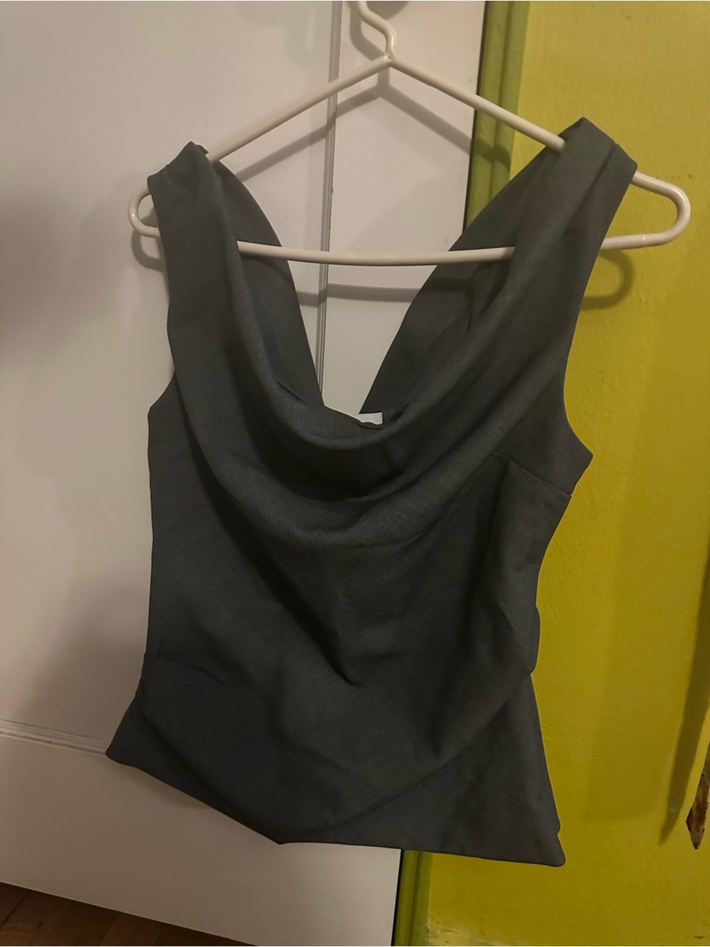 Sleeveless Cowl Neck Top in Charcoal Gray